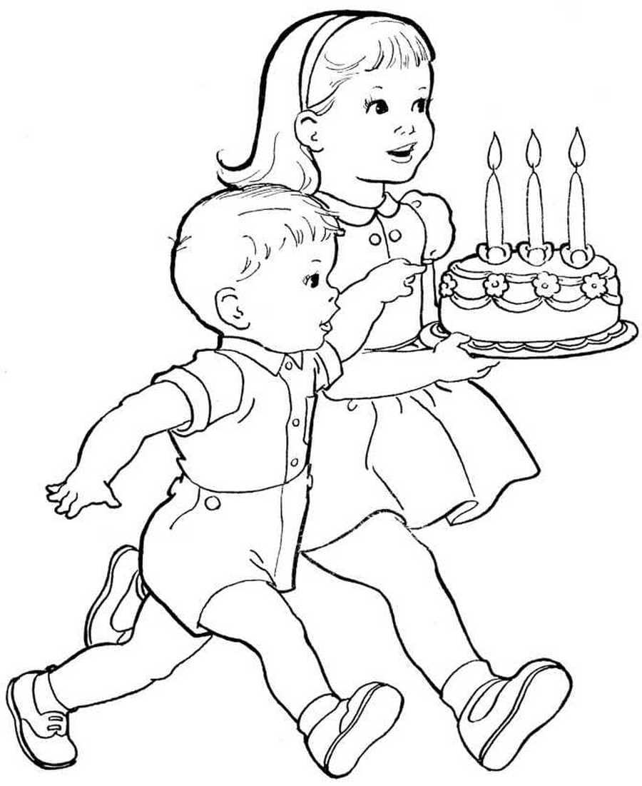 С днем рождения раскраска для детей
