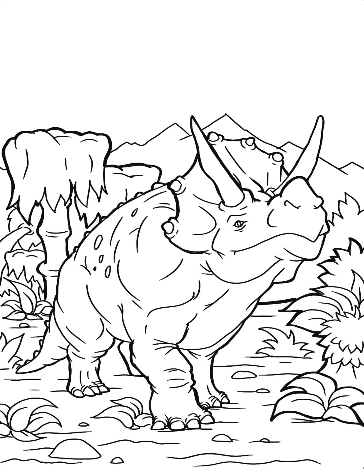 Раскраска динозавры Трицератопс