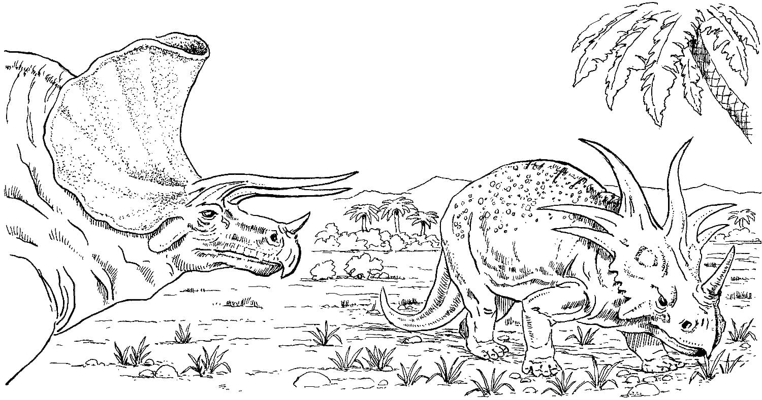 Раскраска Трицератопс парк Юрского периода