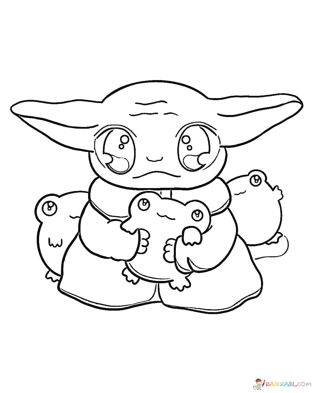 Coloriage Baby Yoda - Mandalorian et le baby Yoda gratuit