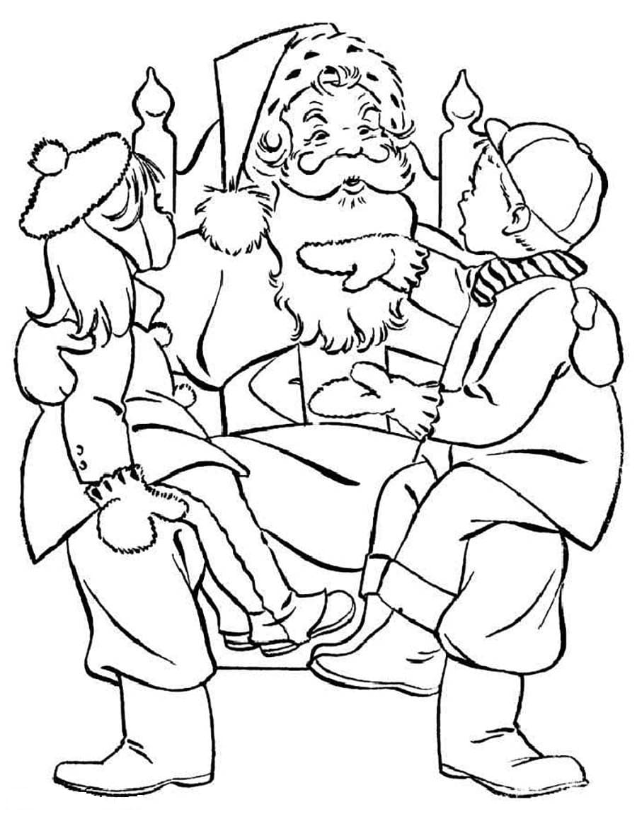 Раскраски Деда Мороза и Снегурочки - Распечатать бесплатно