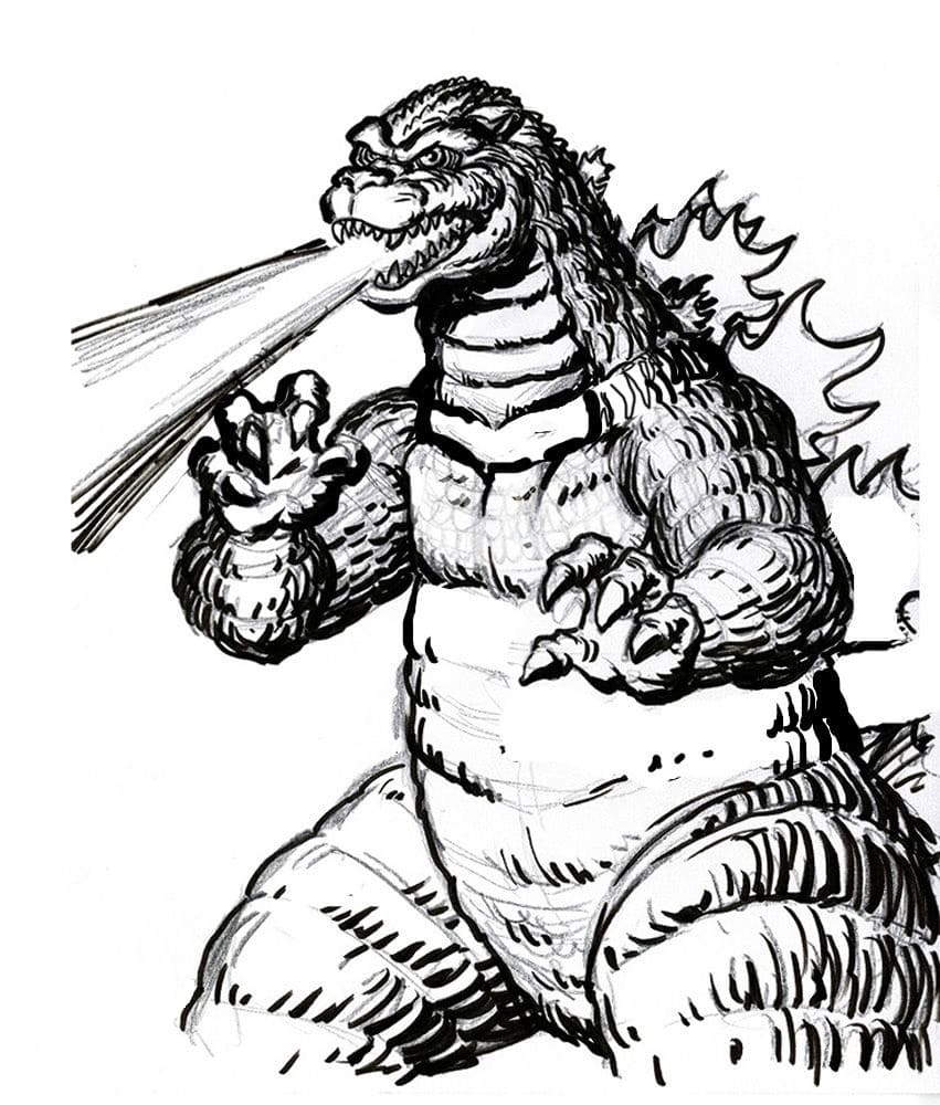 Ausmalbilder Godzilla. Drucken Sie Monster kostenlos