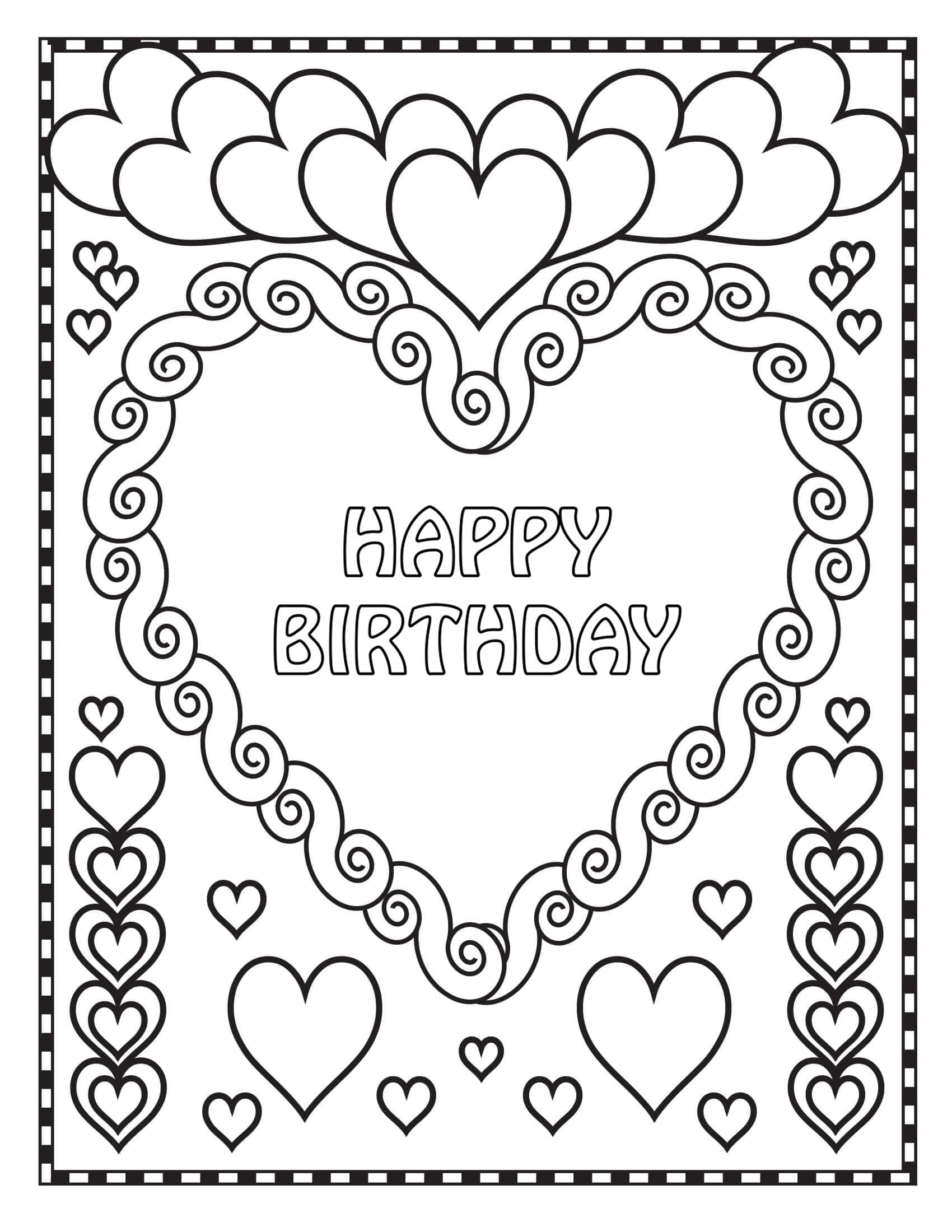 Happy Birthday Card Printable Coloring