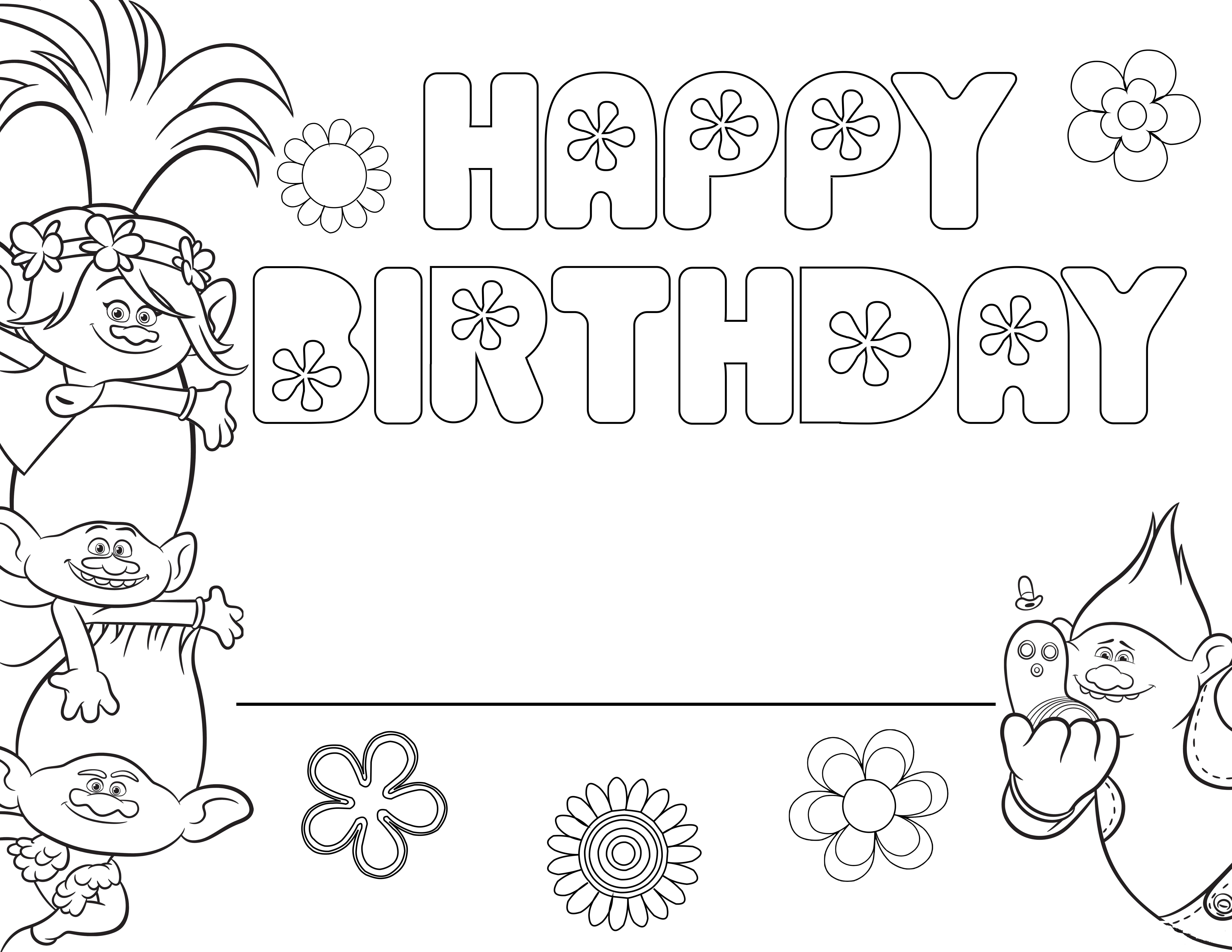 Happy Birthday Coloring Card. New collection 5. Free Printable