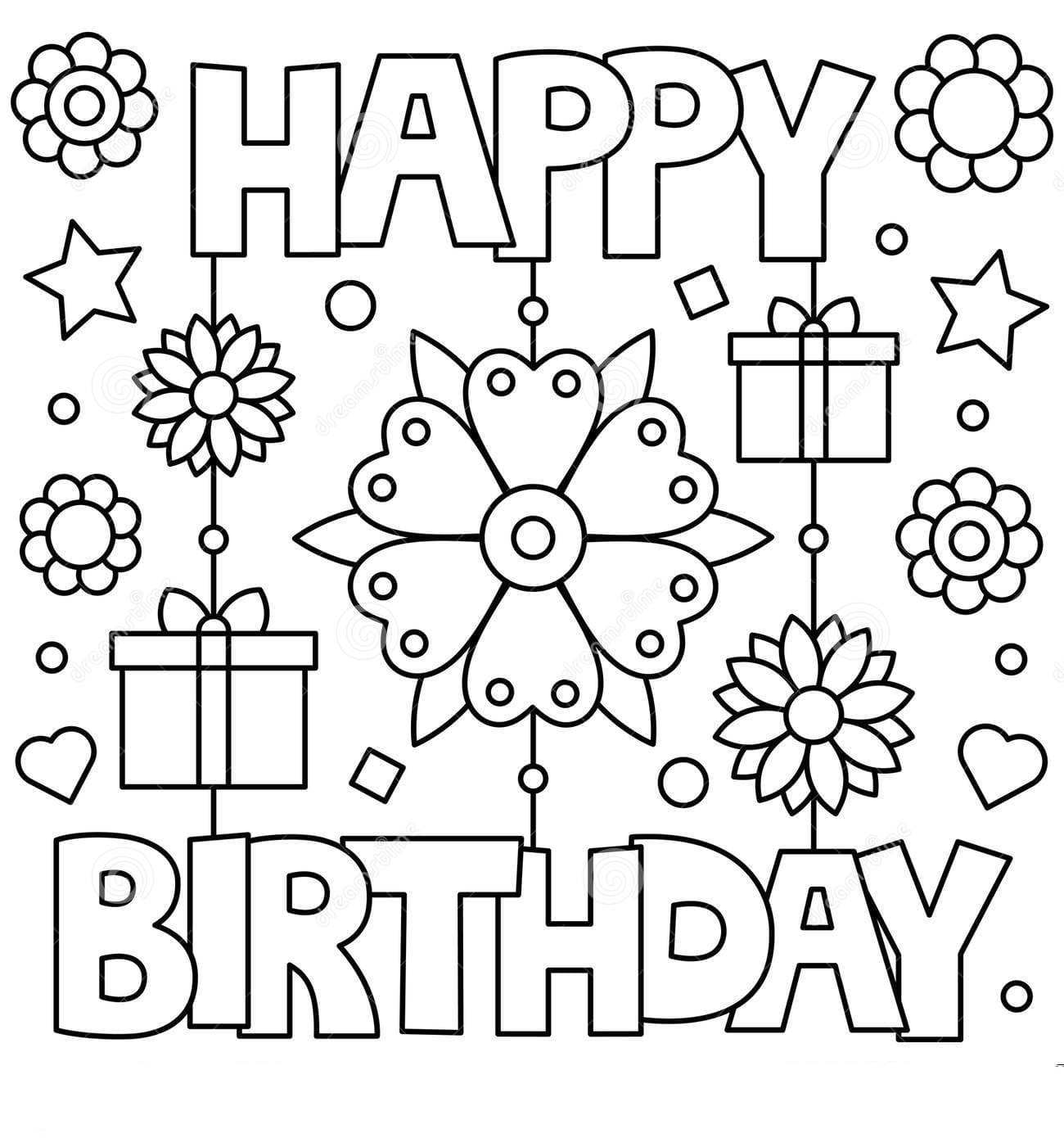 Happy Birthday Coloring Card. New collection 2020. Free Printable