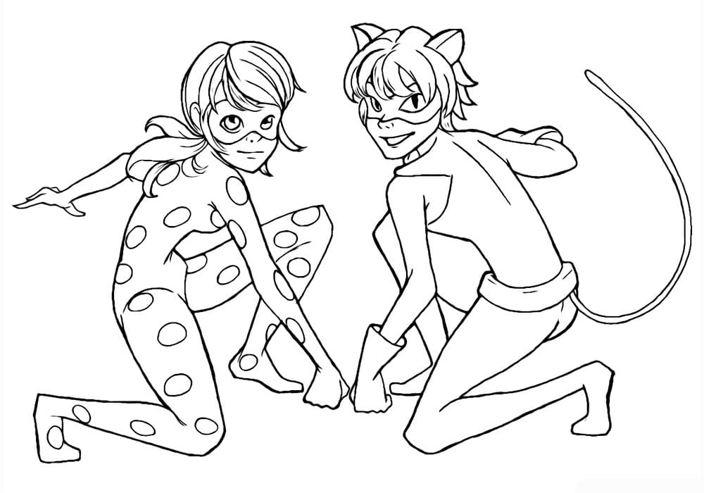 Ladybug and Cat Noir Coloring Pages
