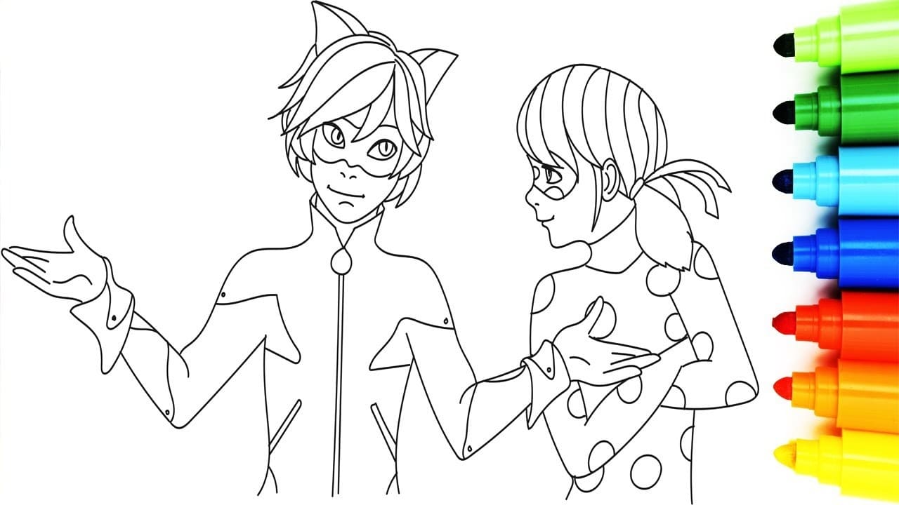 Dibujos de Ladybug y Cat Noir para Colorear