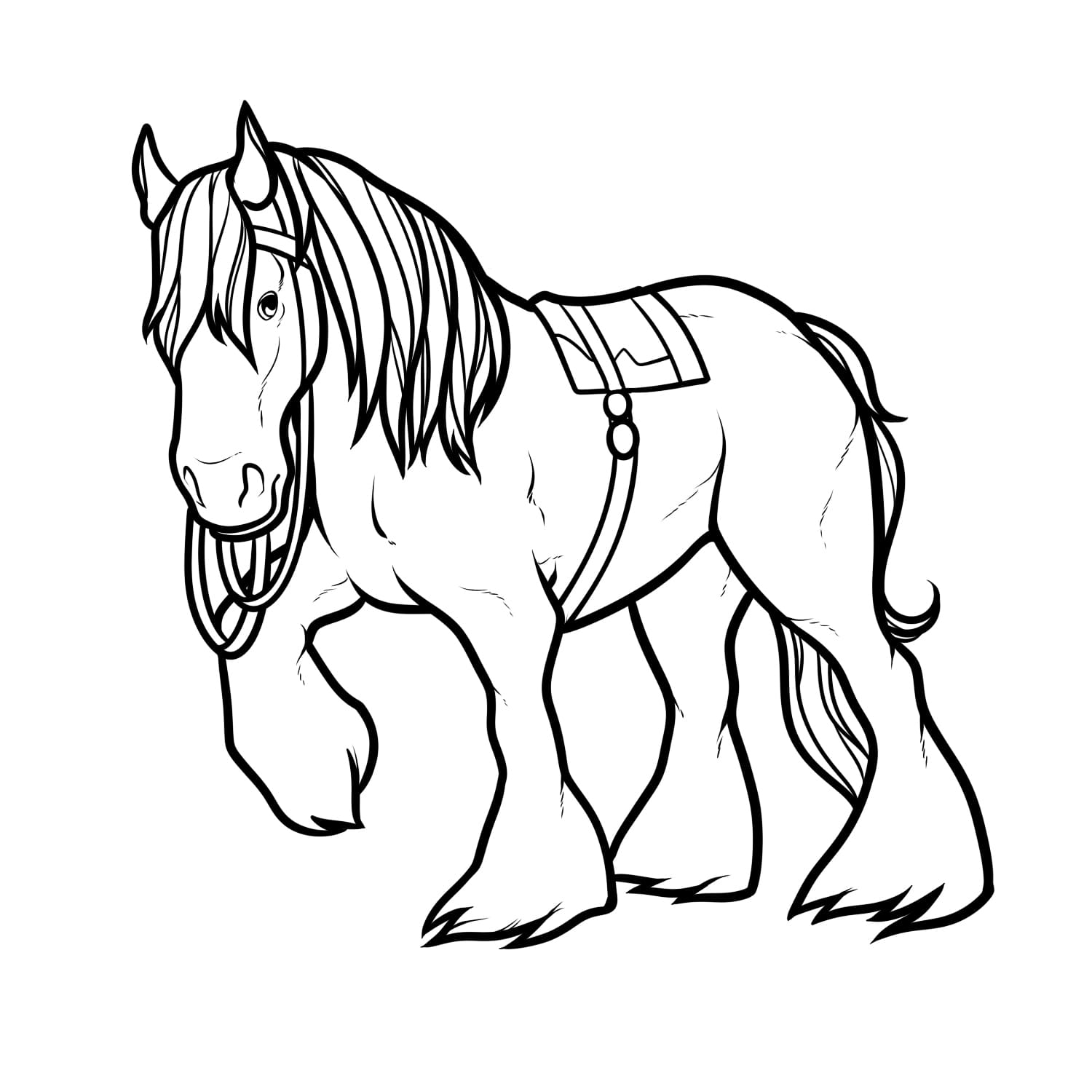 Coloriage Cheval. Grande collection, 100 pièces. Imprimer en ligne