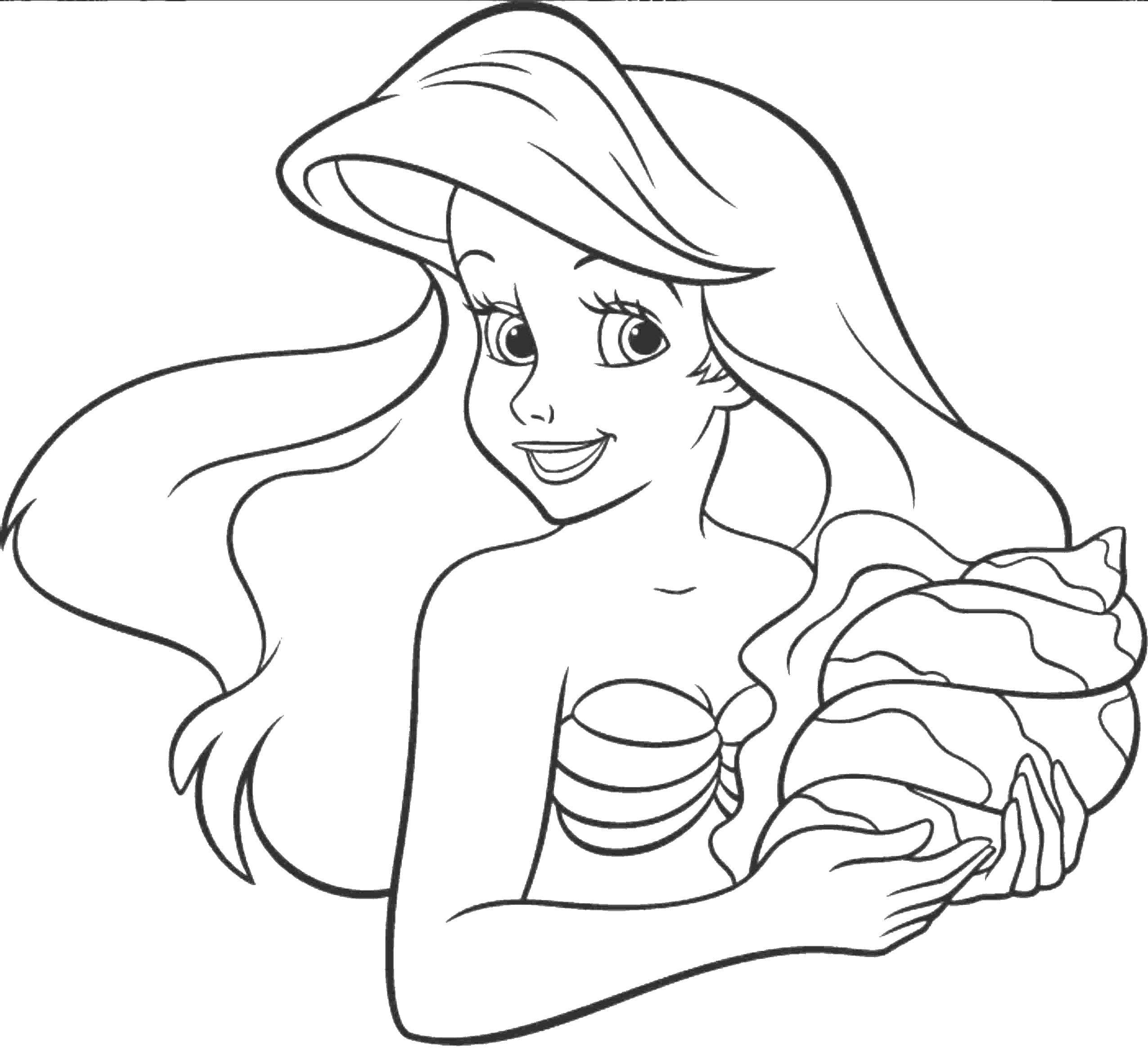 Little Mermaid Ariel Coloring Pages. Print for girls, beautiful images
