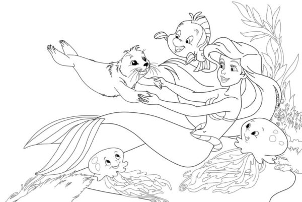 Coloriage Ariel la petite sirène. Imprimer pour les filles