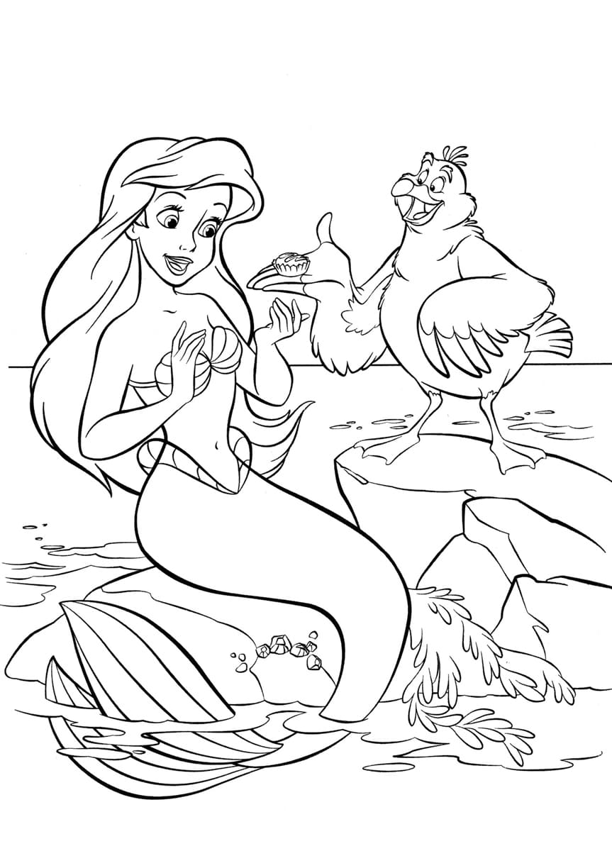 Coloriage Ariel la petite sirène. Imprimer pour les filles