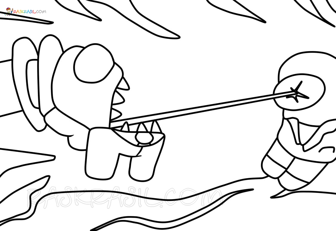 among us coloring pages imposter killing