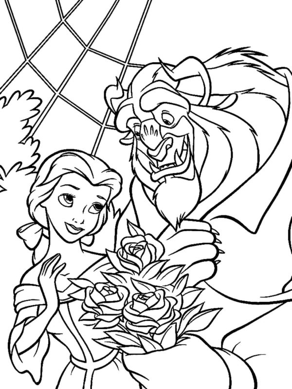 Disegni di La Bella e la Bestia da colorare - 100 immagini da stampare