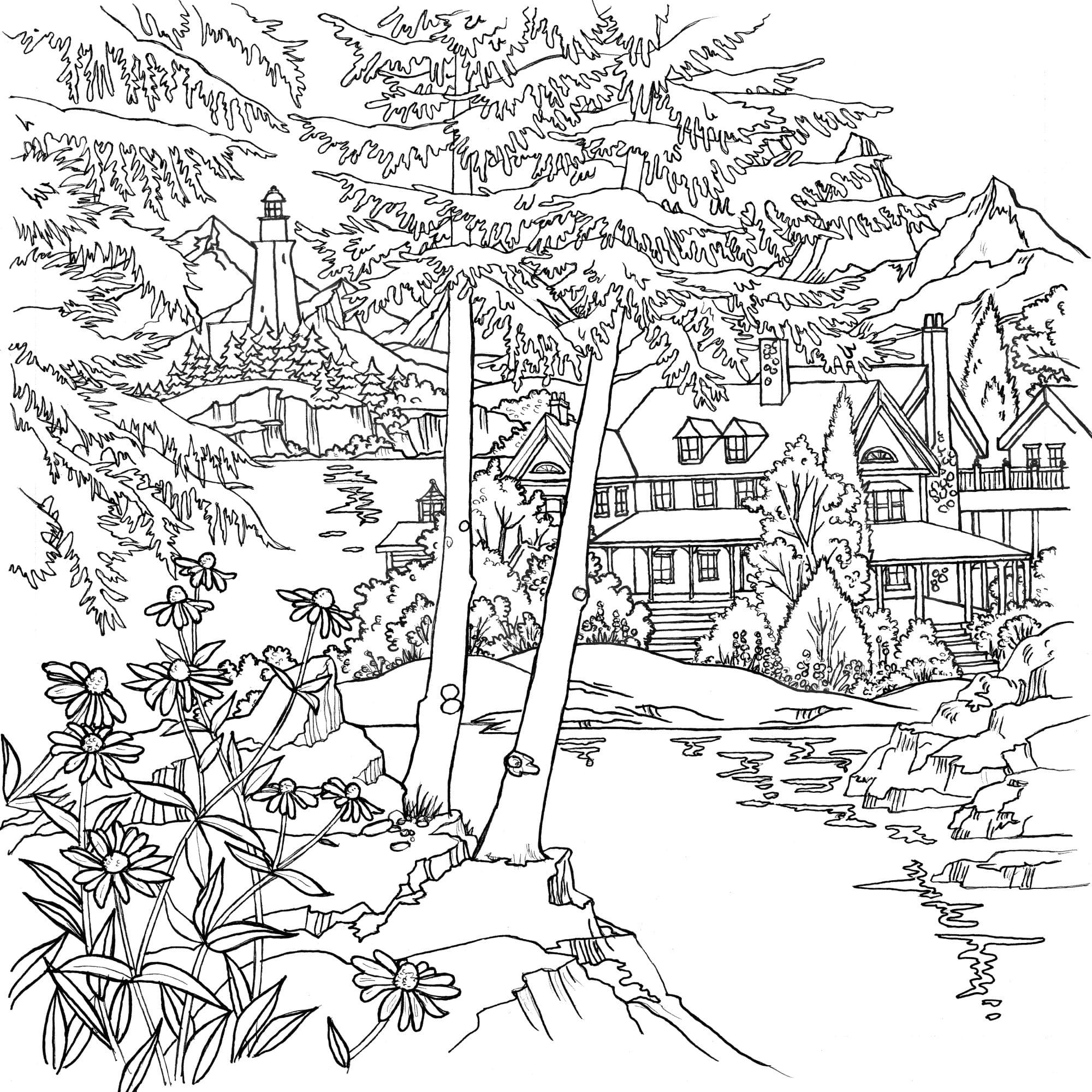 Scenery Coloring Pages for Adults   20 Pictures Free Printable