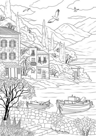 Scenery Coloring Pages for Adults | 60 Pictures Free Printable