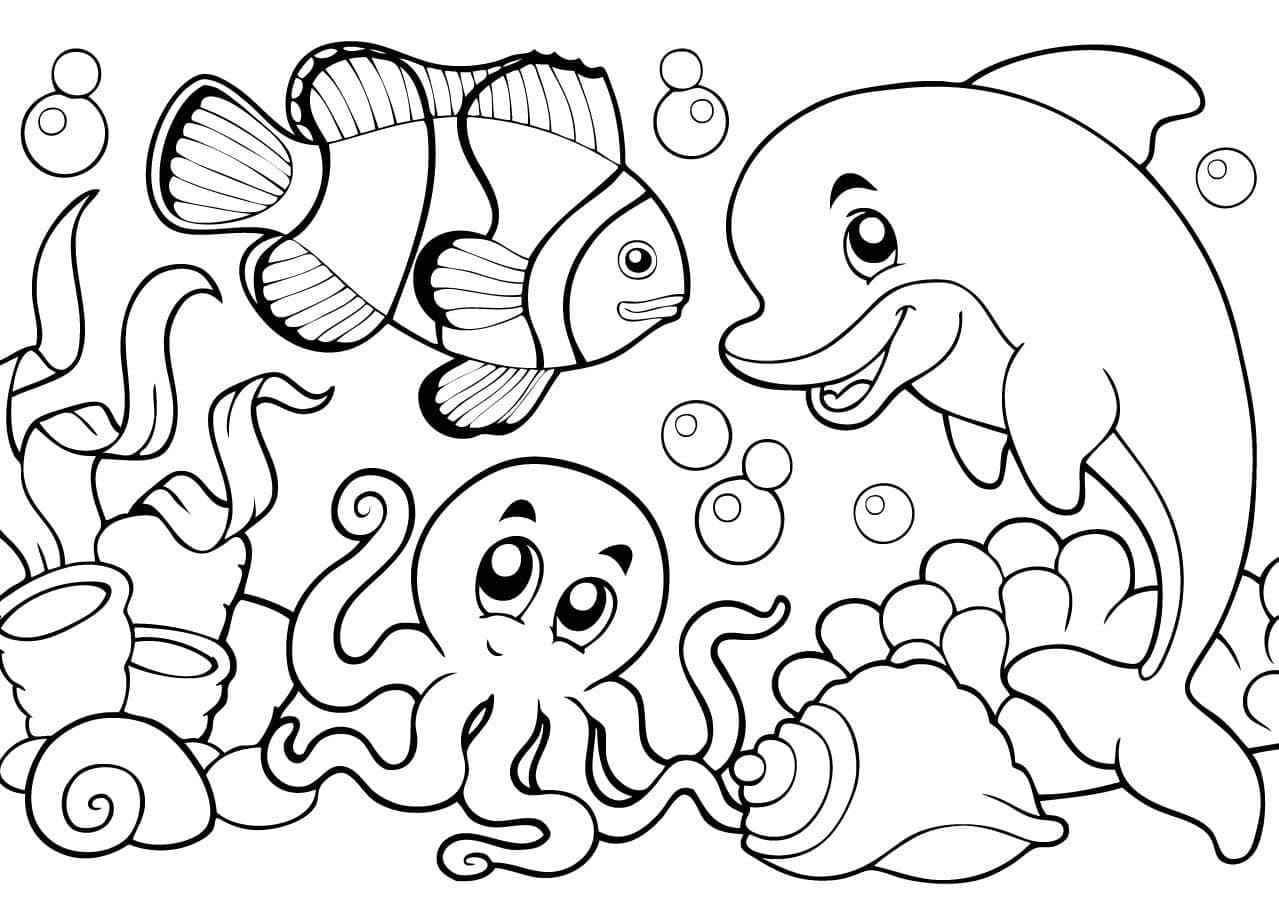 Disegni di Animali Marini da colorare - 100 immagini per la stampa gratuita