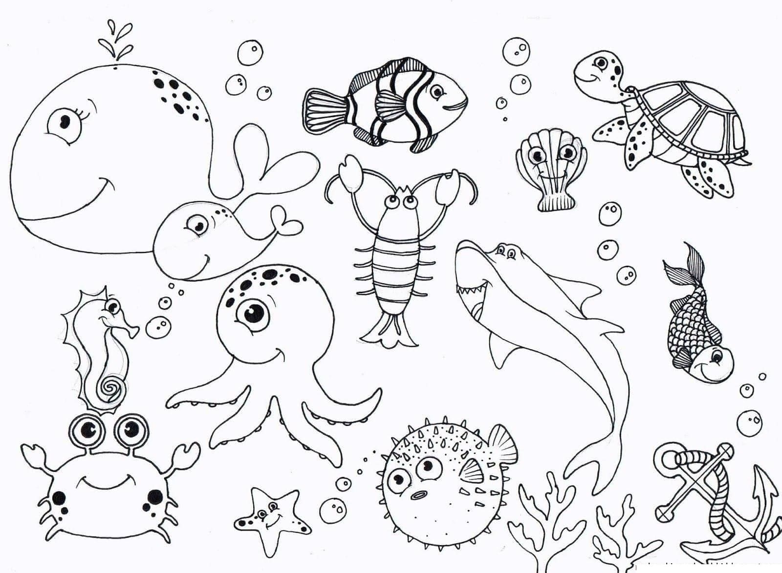 Kolorowanki Zwierzęta Morskie - 100 darmowych kolorowanek do wydruku