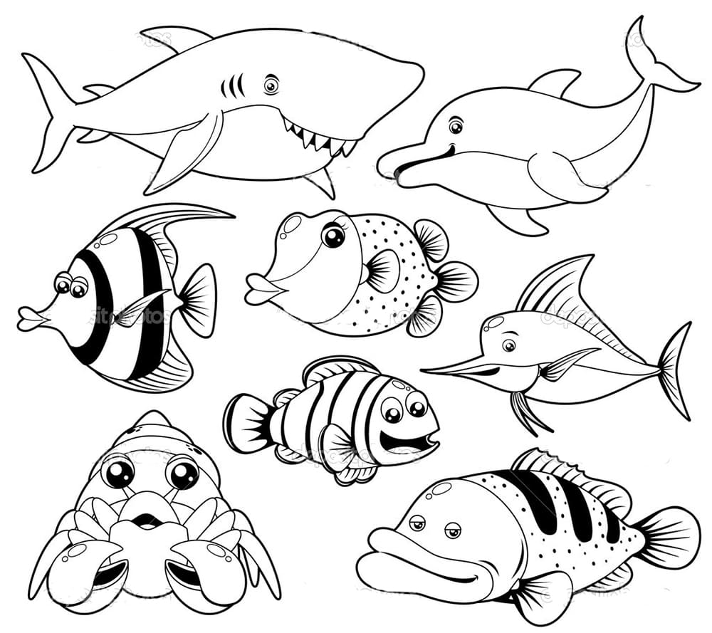 Desenhos de Animais Marinhos para colorir - 100 imagens para imprimir