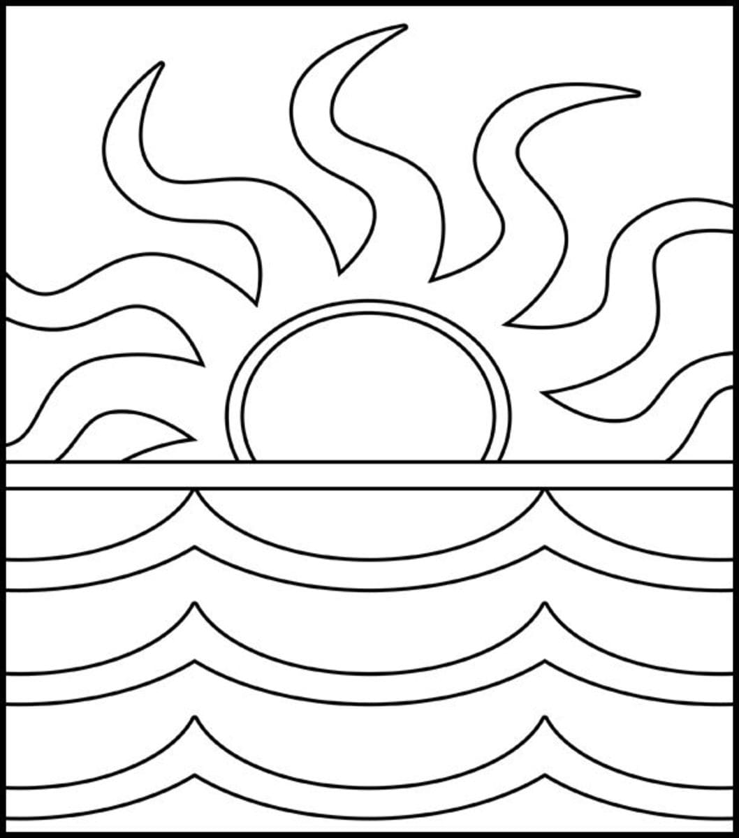 Desenhos de Pôr do sol para colorir - 60 imagens para impressão gratuita