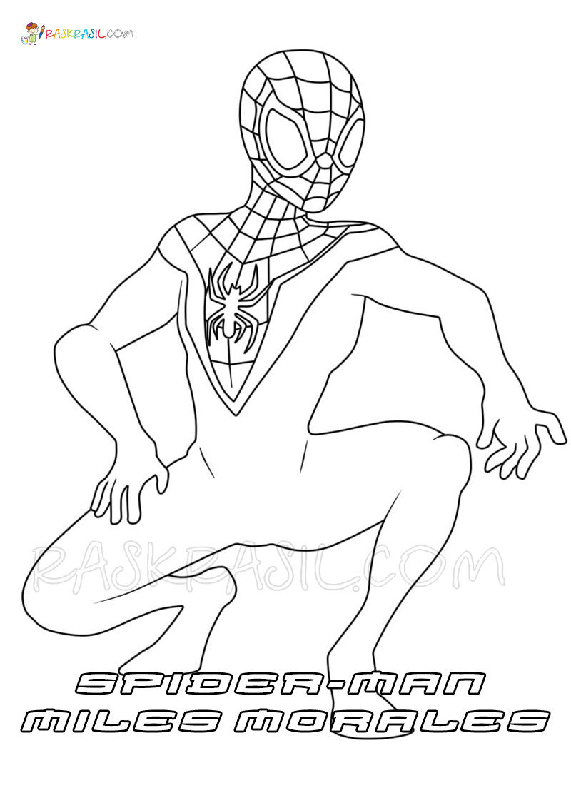 Раскраски Майлз Моралес - Распечатать бесплатно Человека-паука