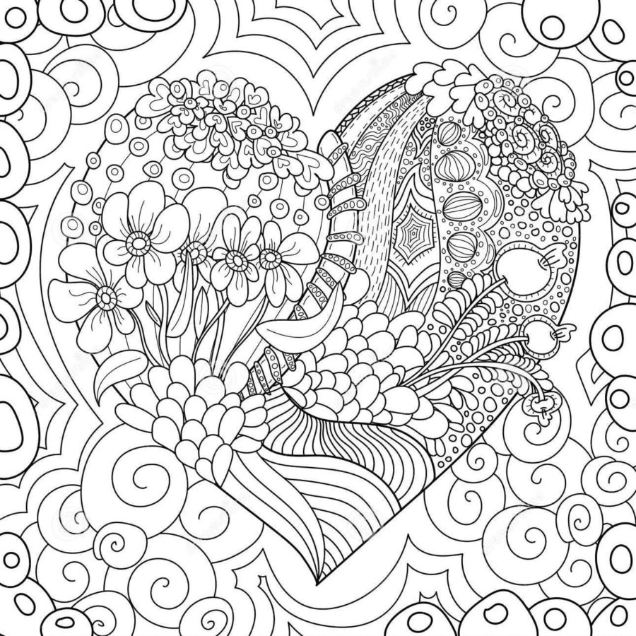 Desenhos de Coração Abstrato para Colorir - 100 imagens para impressão gratuita