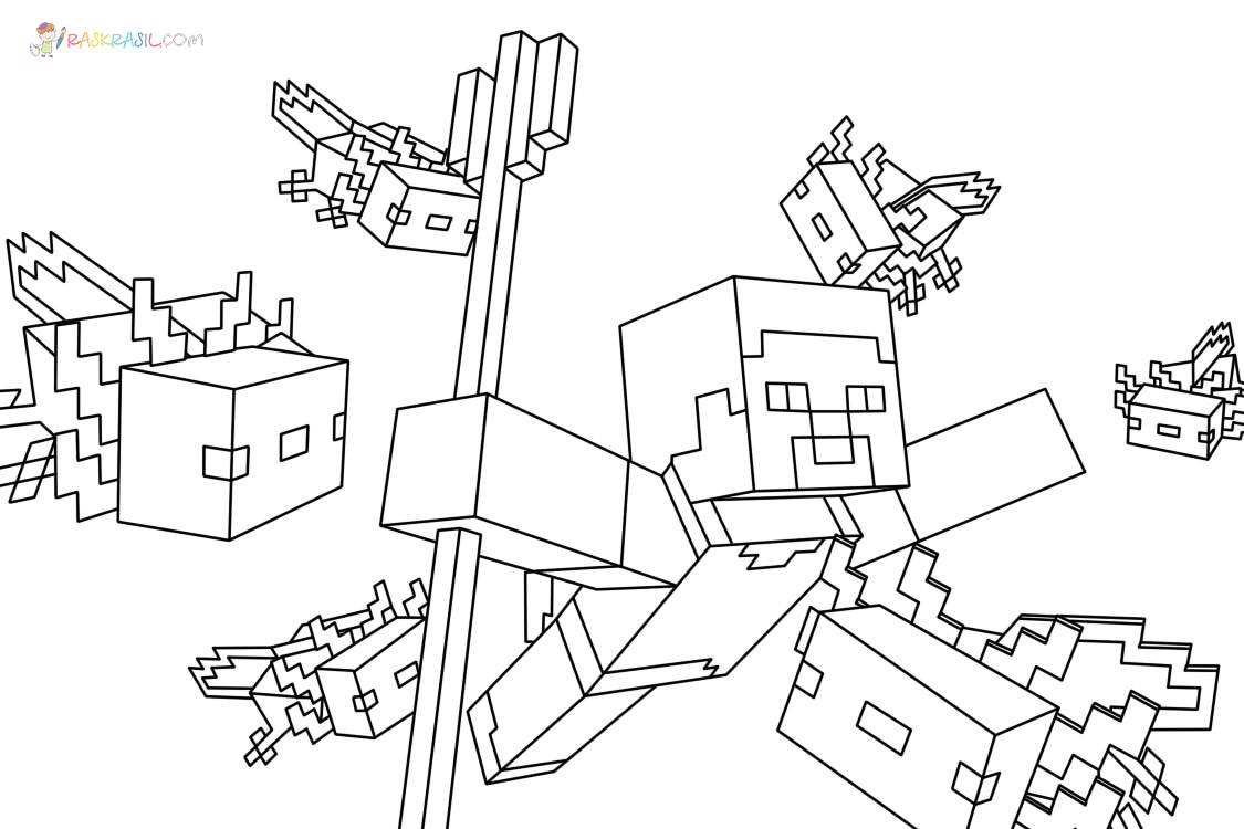 Dibujos Axolotl de Minecraft para Colorear