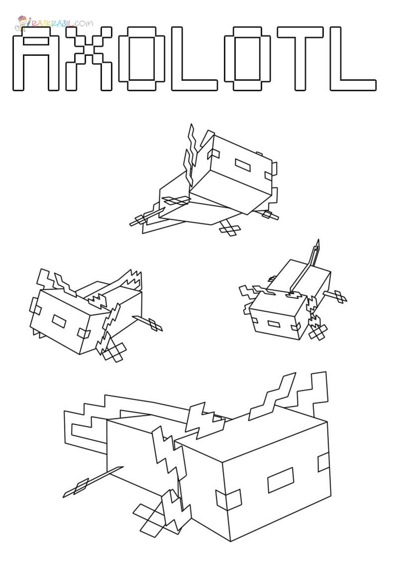 Ausmalbilder Axolotl Minecraft | Malvorlagen zum Ausdrucken