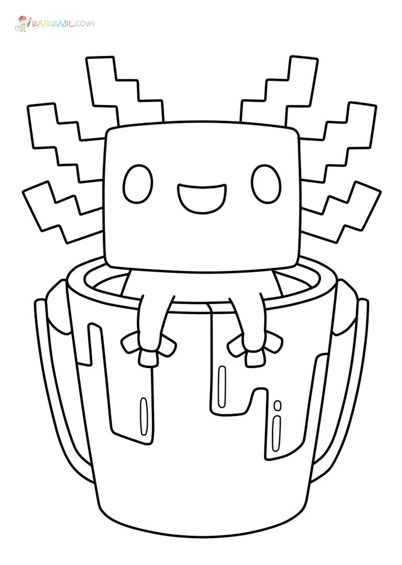 Kolorowanki Axolotl Minecraft | Darmowe Malowanki do wydruku