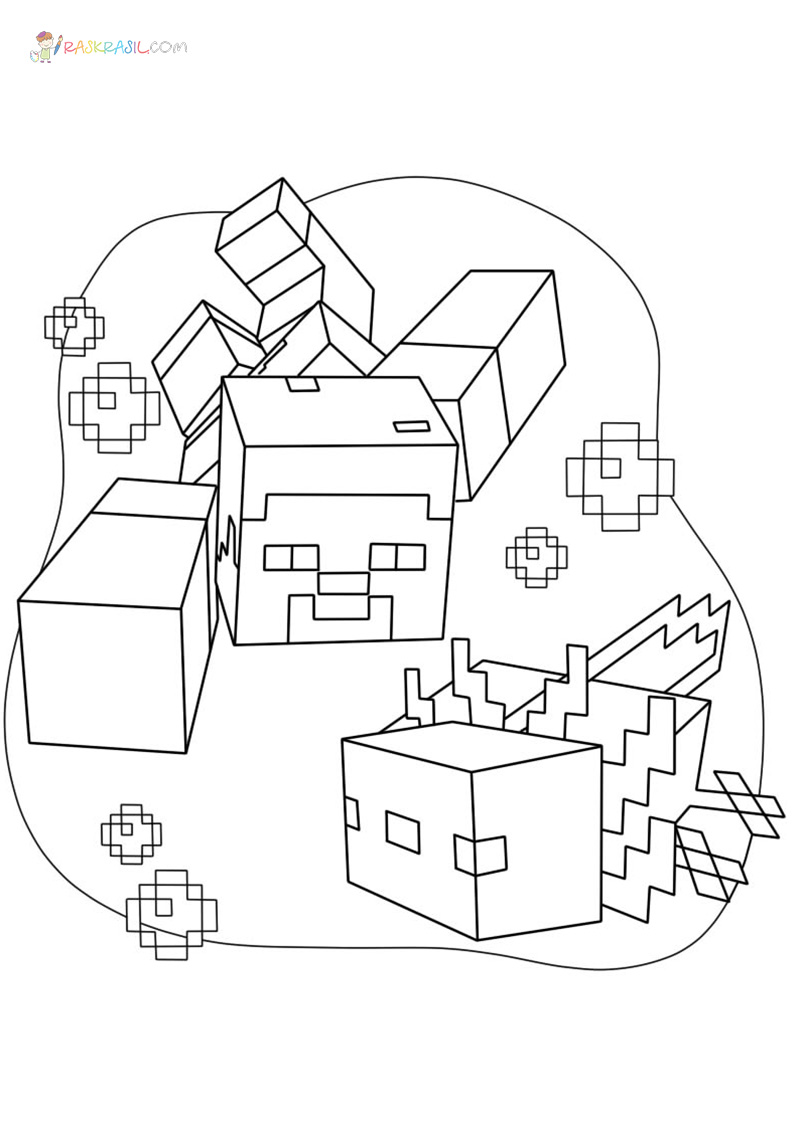 Kolorowanki Axolotl Minecraft | Darmowe Malowanki do wydruku