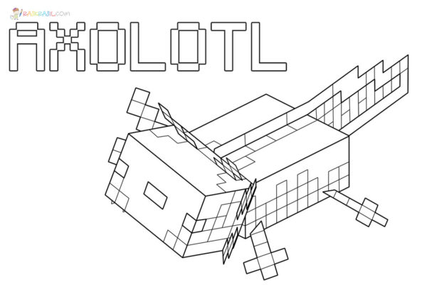 Dibujos Axolotl de Minecraft para Colorear