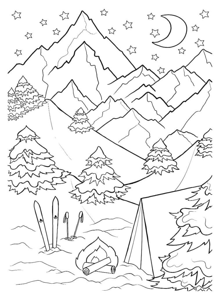 Desenhos de Acampamento Para Colorir e Imprimir - Pintar Grátis Online