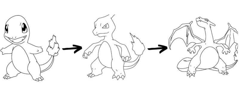 Charizard Charmander Evolution Coloring Page