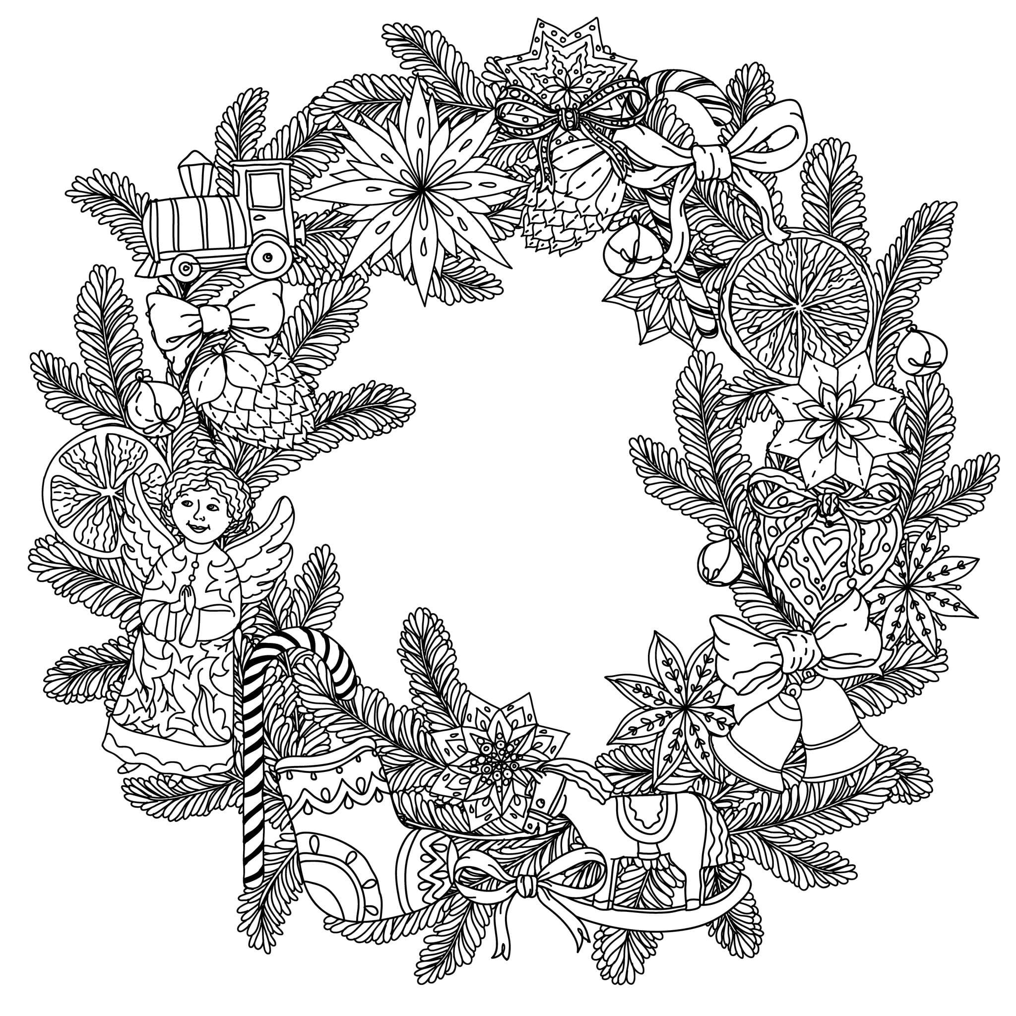 Christmas Wreath Coloring Pages | 100 Pictures Free Printable