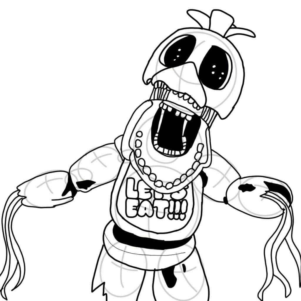 Withered Chica FNAF Coloring Page