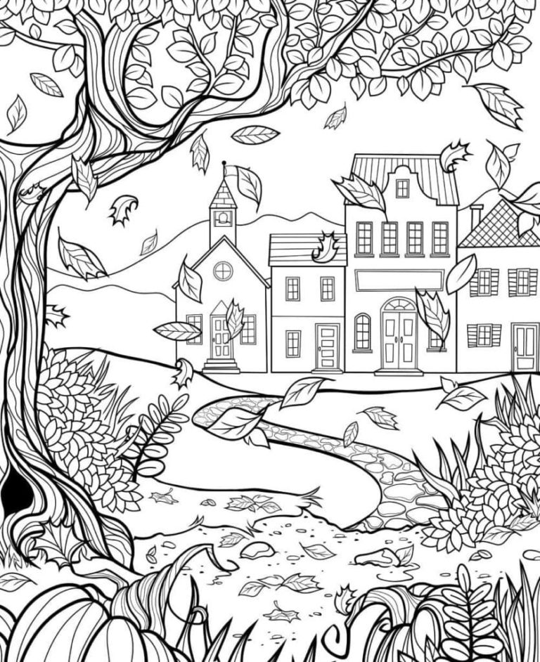 Desenhos de Outono para colorir para Adultos - 100 imagens para imprimir