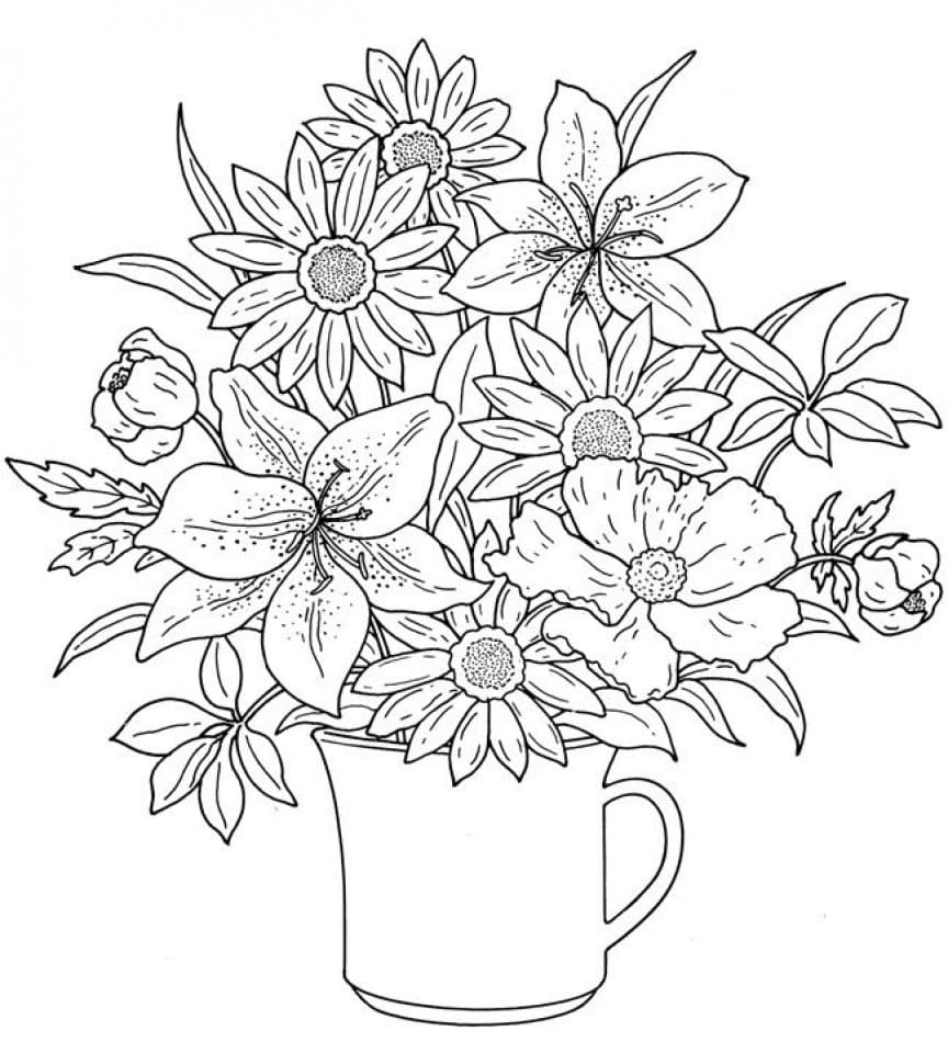 Desenhos de Flores para Colorir para Adultos - 100 imagens para imprimir