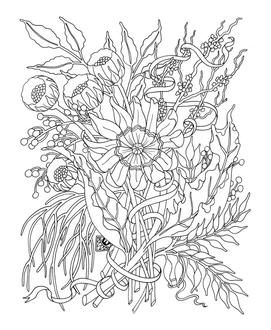 Flowers Coloring Pages for Adults | 100 Pictures Free Printable
