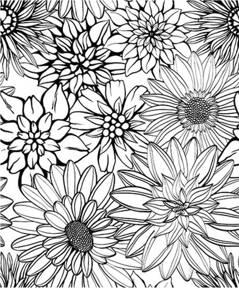 Раскраски Цветы Антистресс для взрослых - Распечатывайте бесплатно