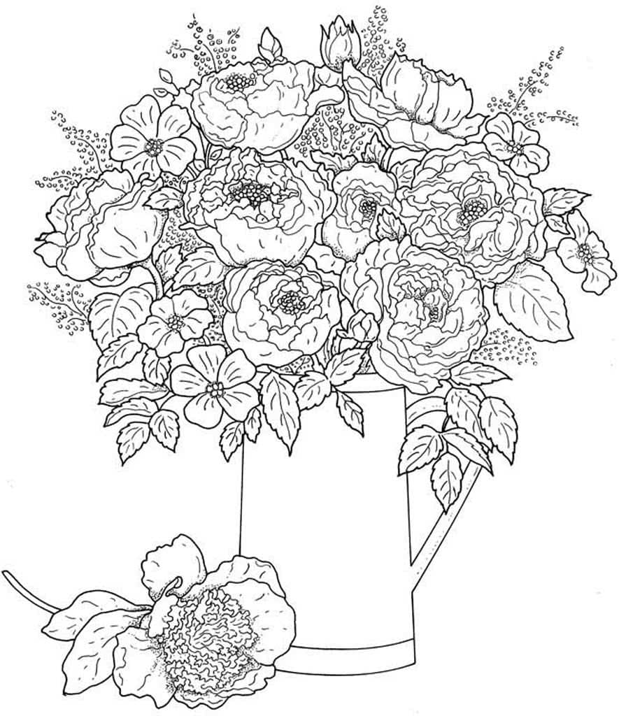 Flowers Coloring Pages for Adults | 100 Pictures Free Printable