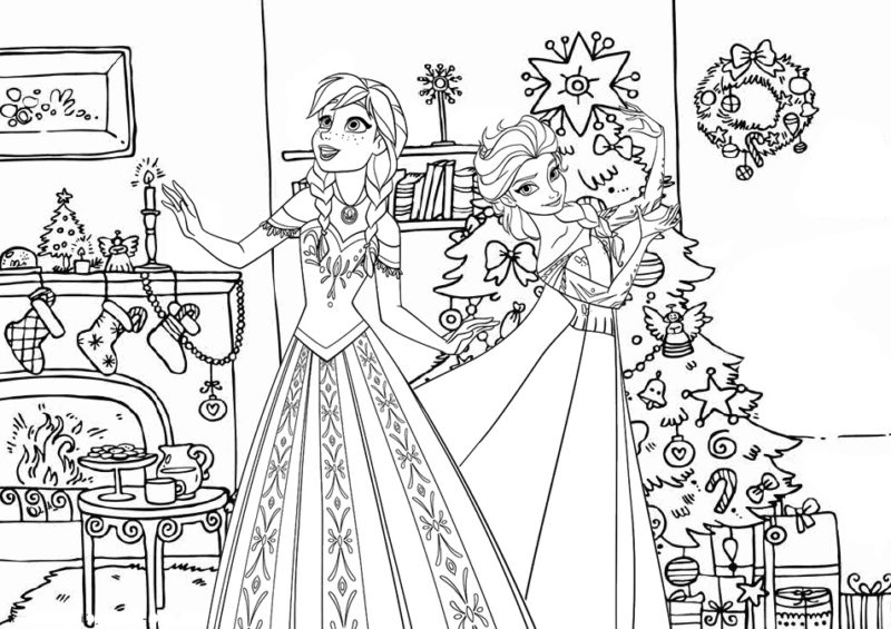 Coloriage La Reine des neiges de Noël - Imprimez gratuitement