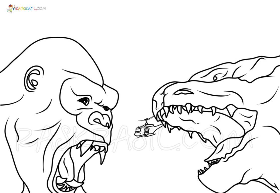 Kolorowanki Godzilla i King Kong - Darmowe kolorowanki do wydruku