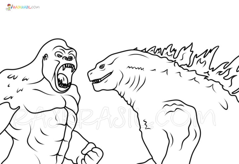 Dibujos de King Kong contra Godzilla para Colorear y imprimir