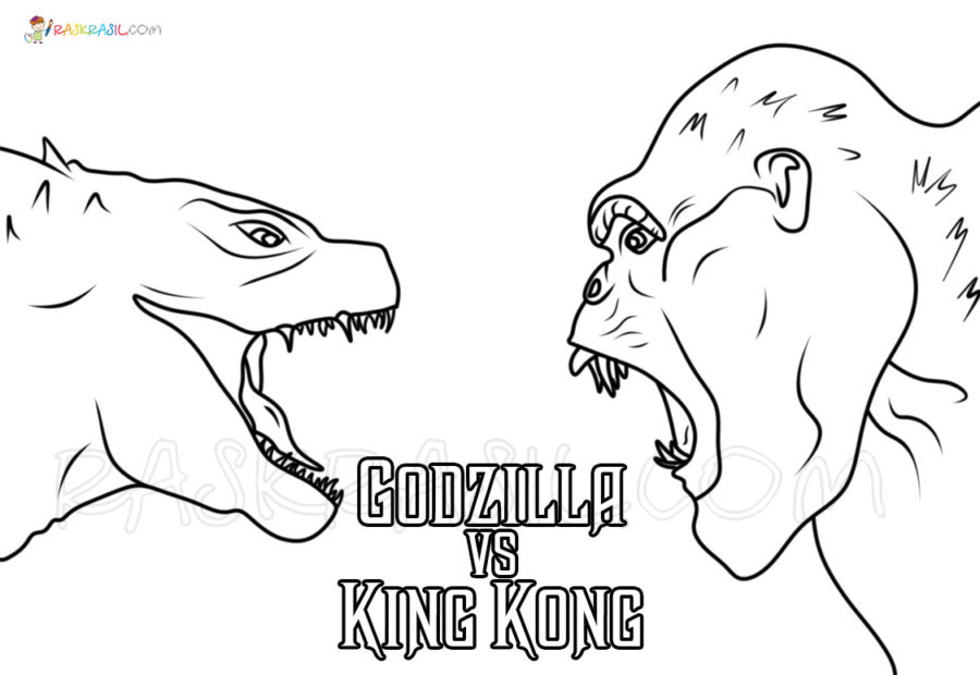 Kolorowanki Godzilla i King Kong Darmowe kolorowanki do wydruku