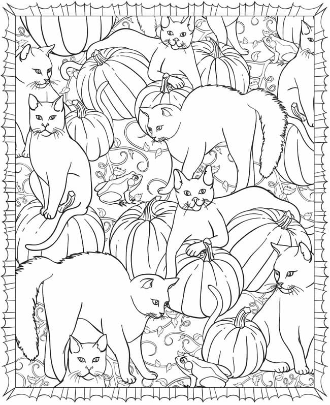 Desenhos de Halloween para adultos para colorir - 100 imagens