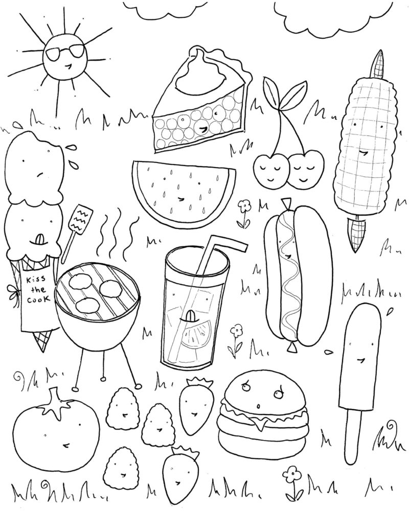 Ausmalbilder Kawaii Essen | Kostenlos Malvorlagen zum Ausdrucken