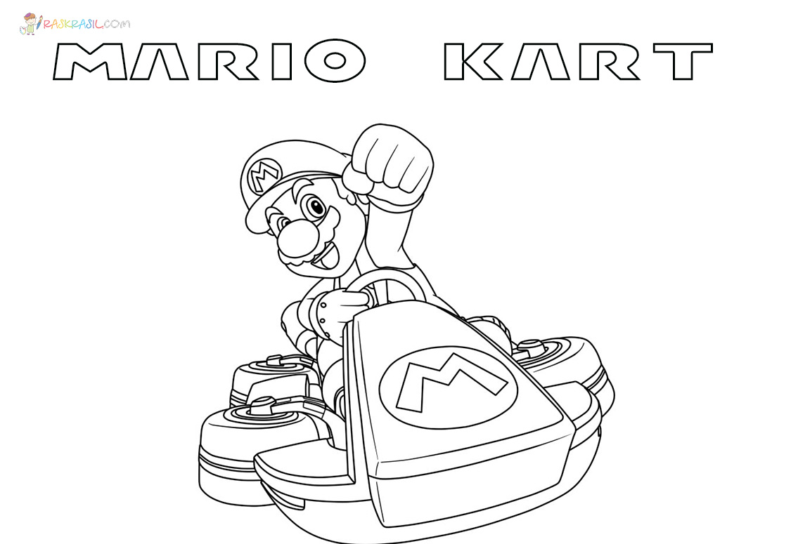 Super Mario – Bowser com o kart – Imagens para Colorir