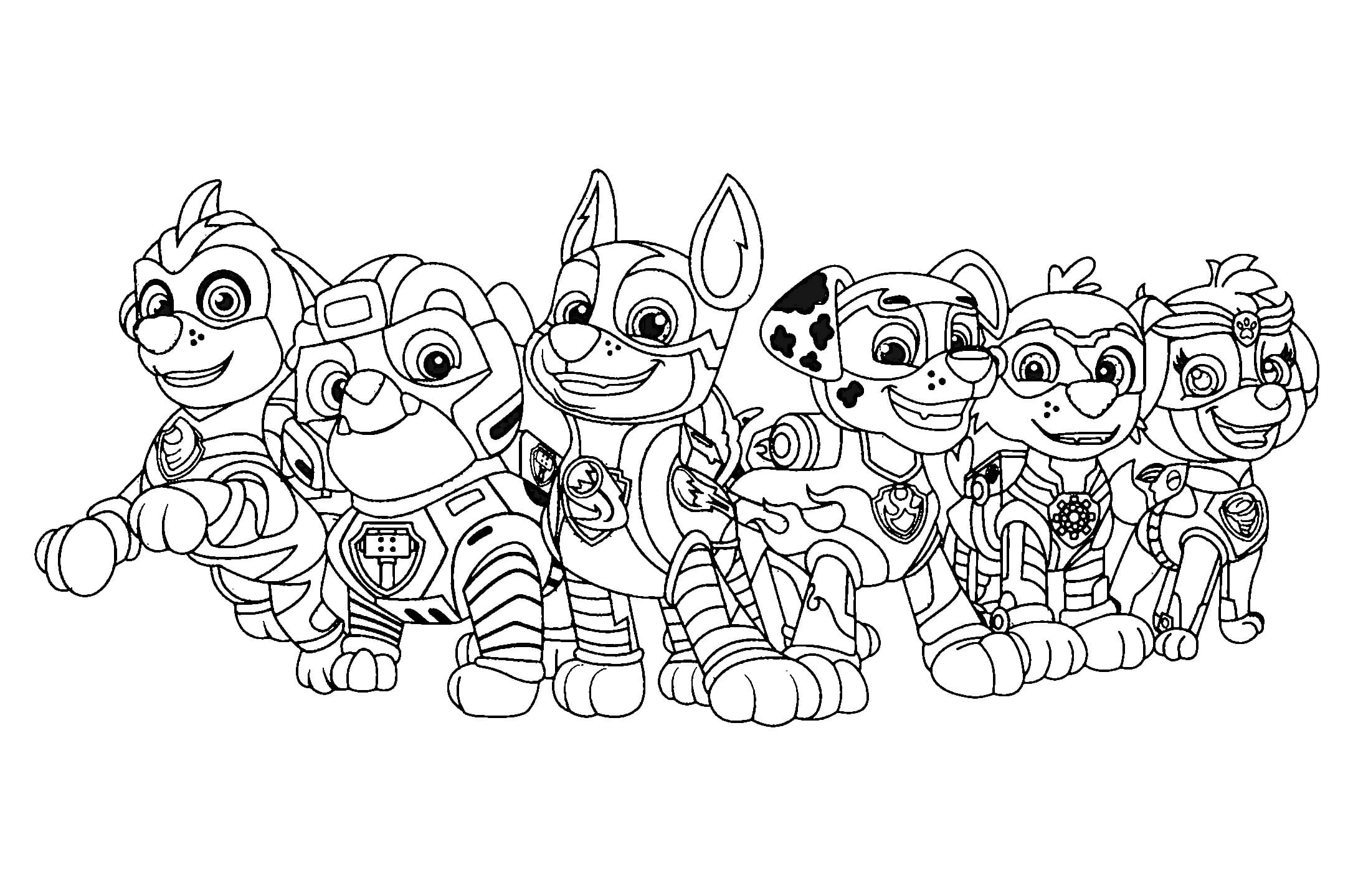 Disegni di Paw Patrol Mighty Pups da colorare - 60 immagini da stampare