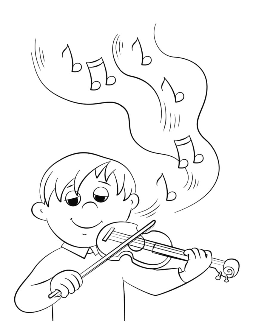 Игра на скрипке раскраска