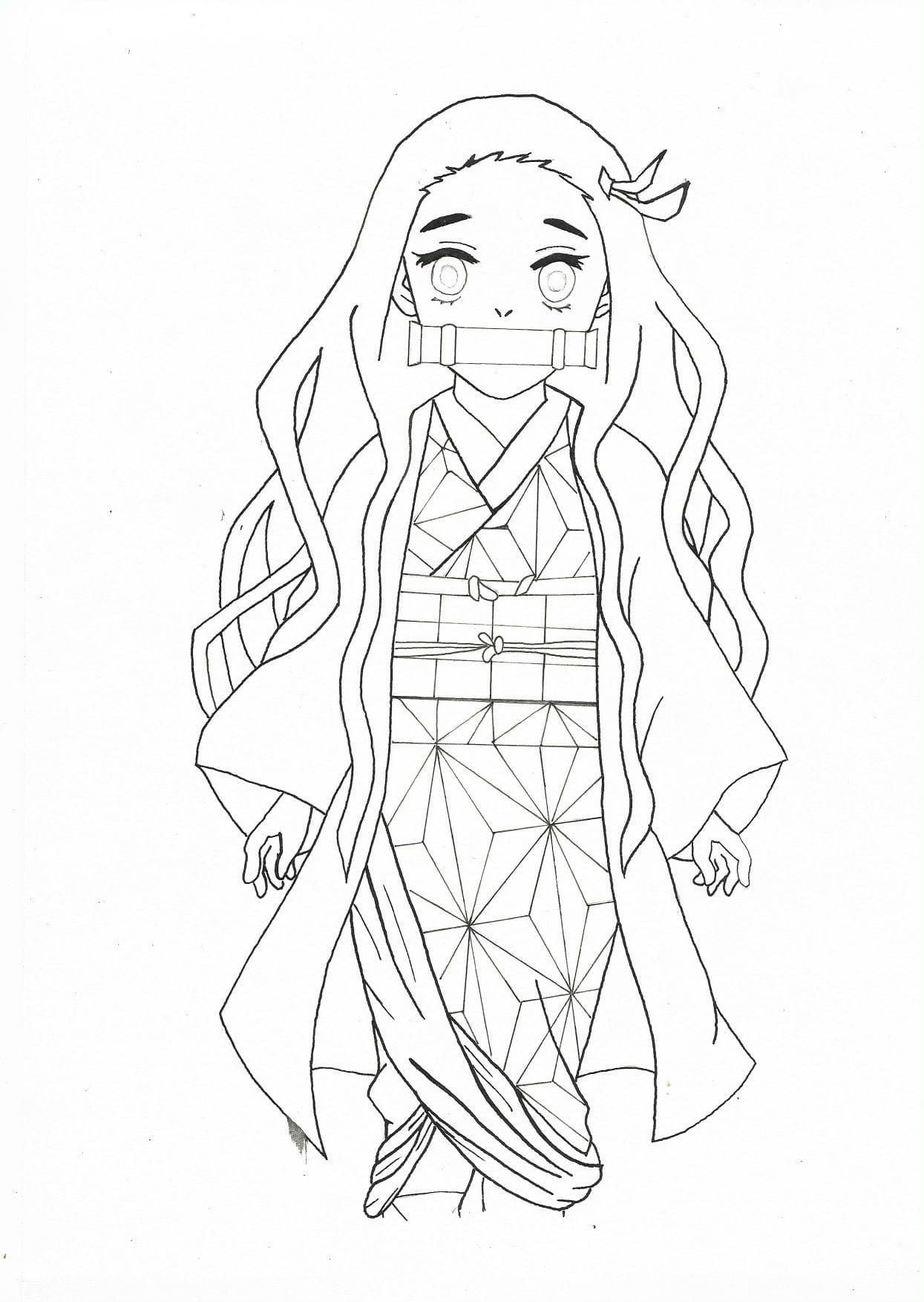 10 Desenhos de Nezuko Kamado para Imprimir e Colorir