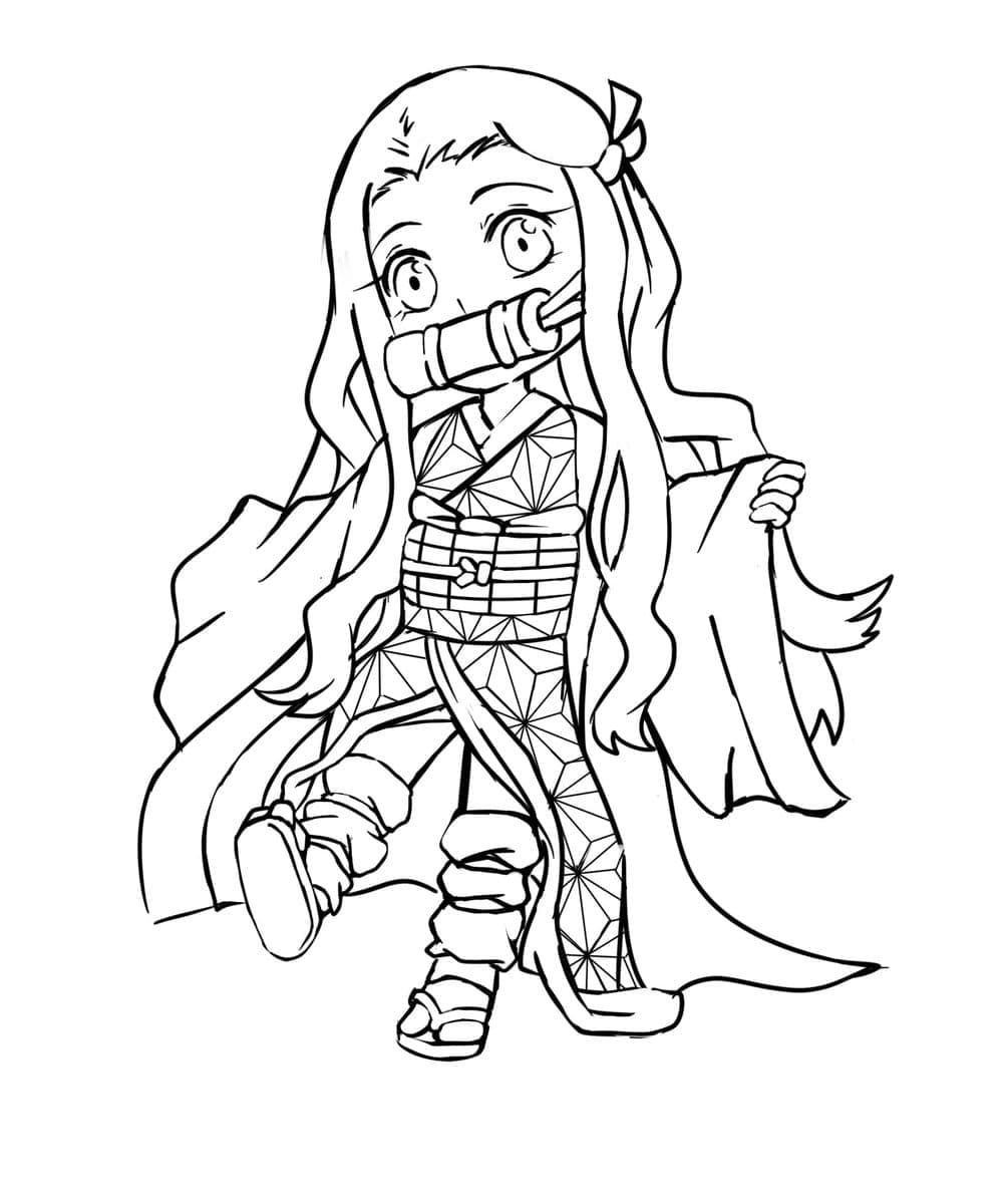 Desenhos para colorir de Nezuko Demon Slayer danças - Desenhos para colorir  grátis para imprimir